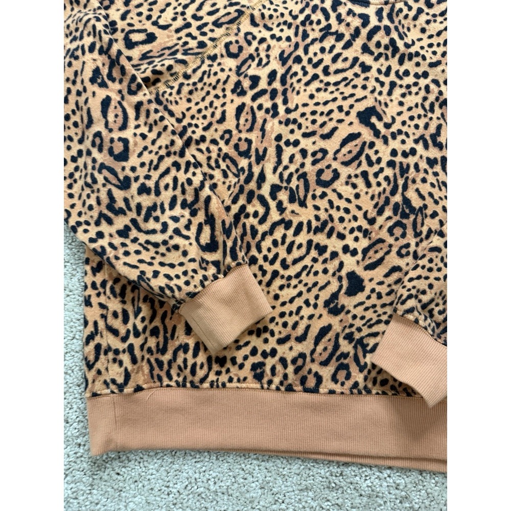 Billabong Sun Shrunk Cheetah‎ Leopard Print Raglan Crewneck Sweatshirt Size Med - Picture 9 of 16